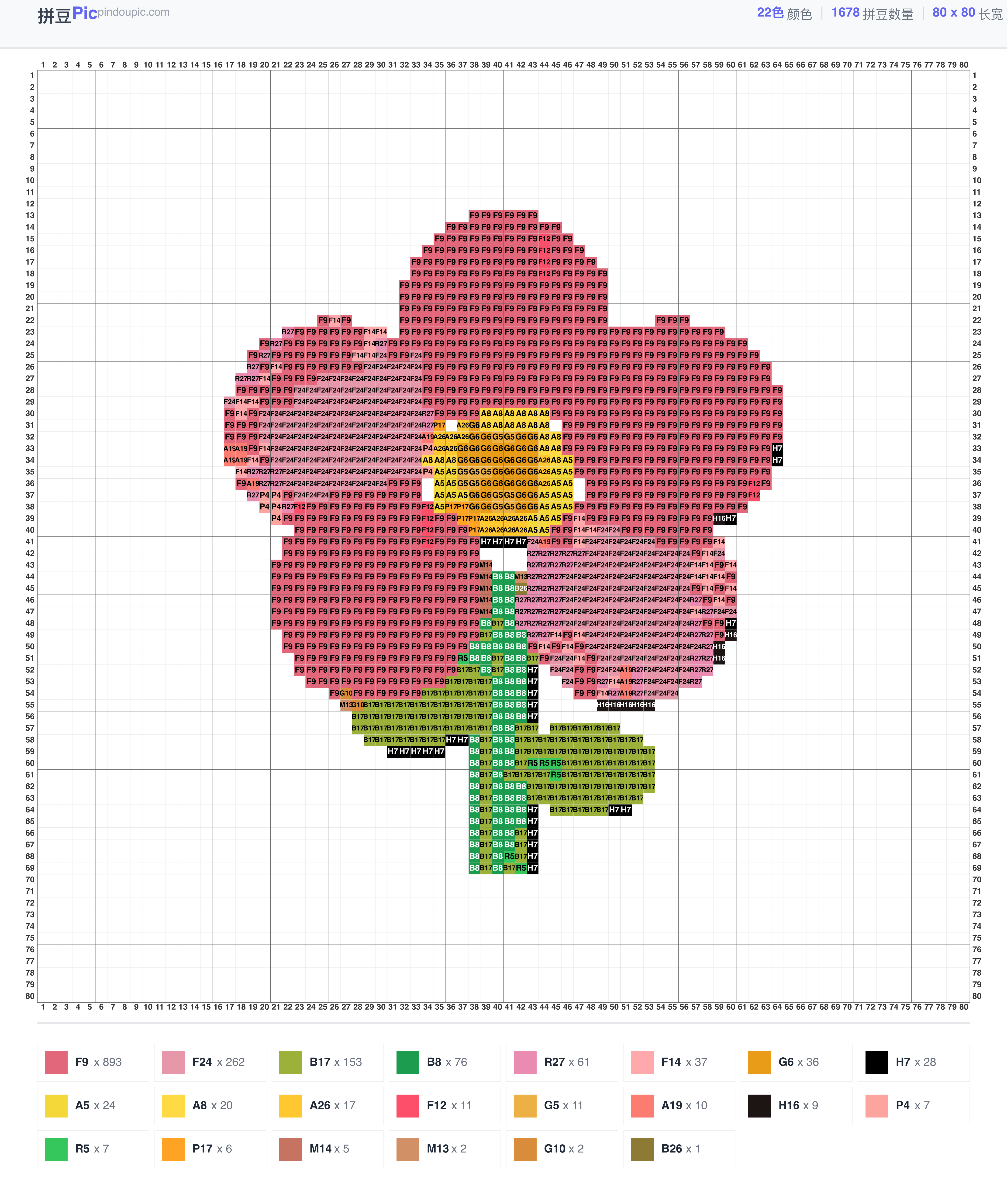 花朵书签拼豆图纸