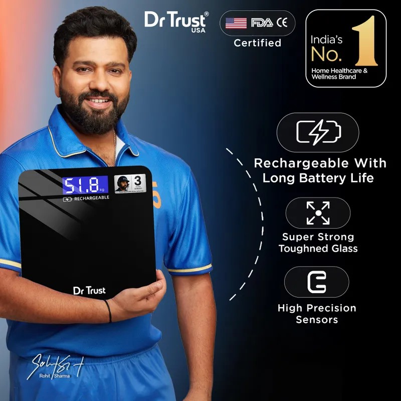 Dr Trust (USA) Zen Rechargeable Digital Personal Weighing Scale (USB Cable Included)