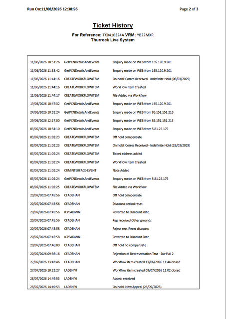 Ticket history 2