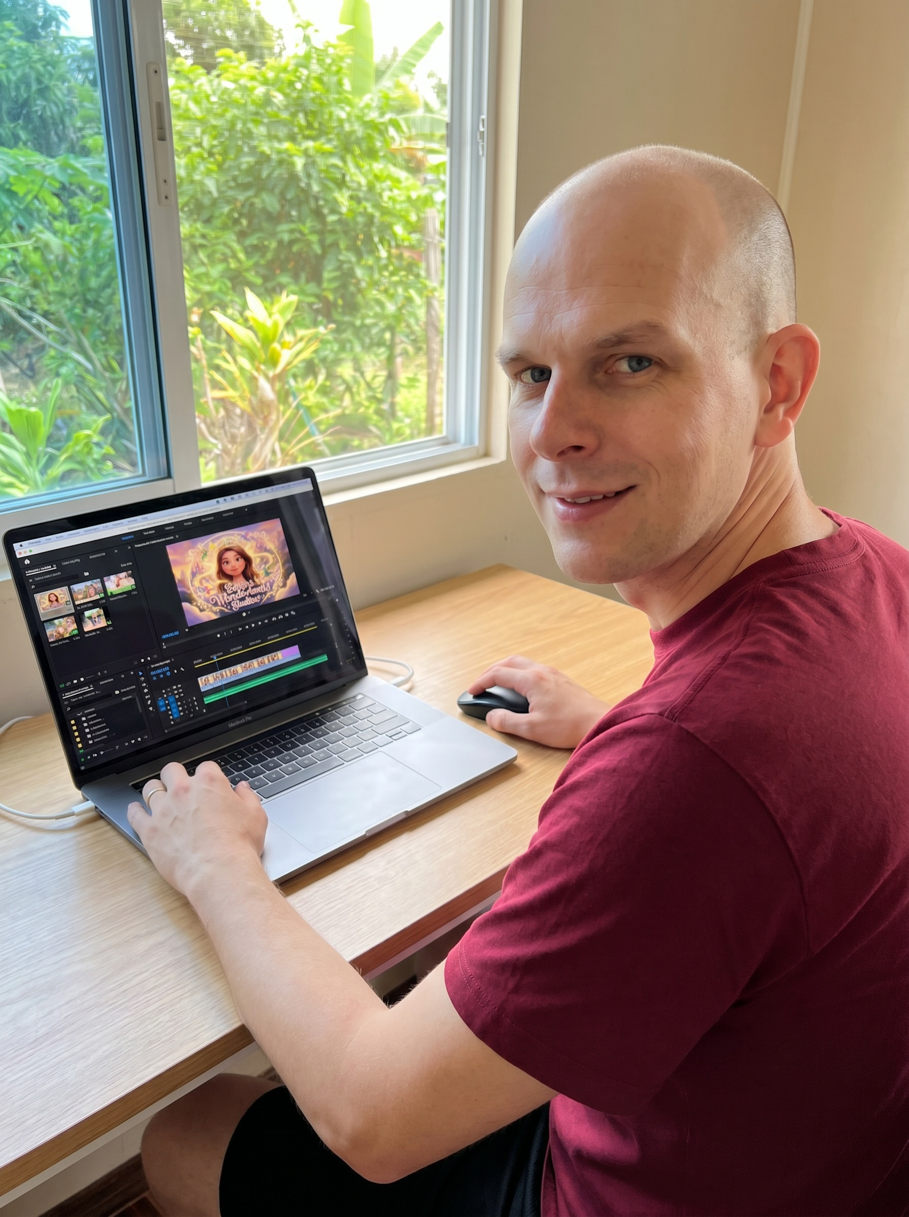 Juozas working on a video