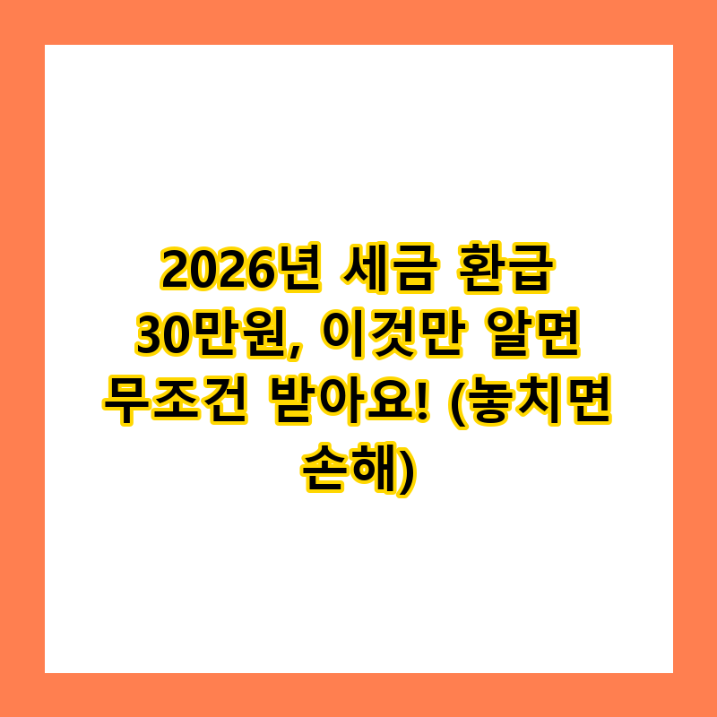 2026년 세금 환급 30만원, 이것만 알면 무조건 받아요! (놓치면 손해)