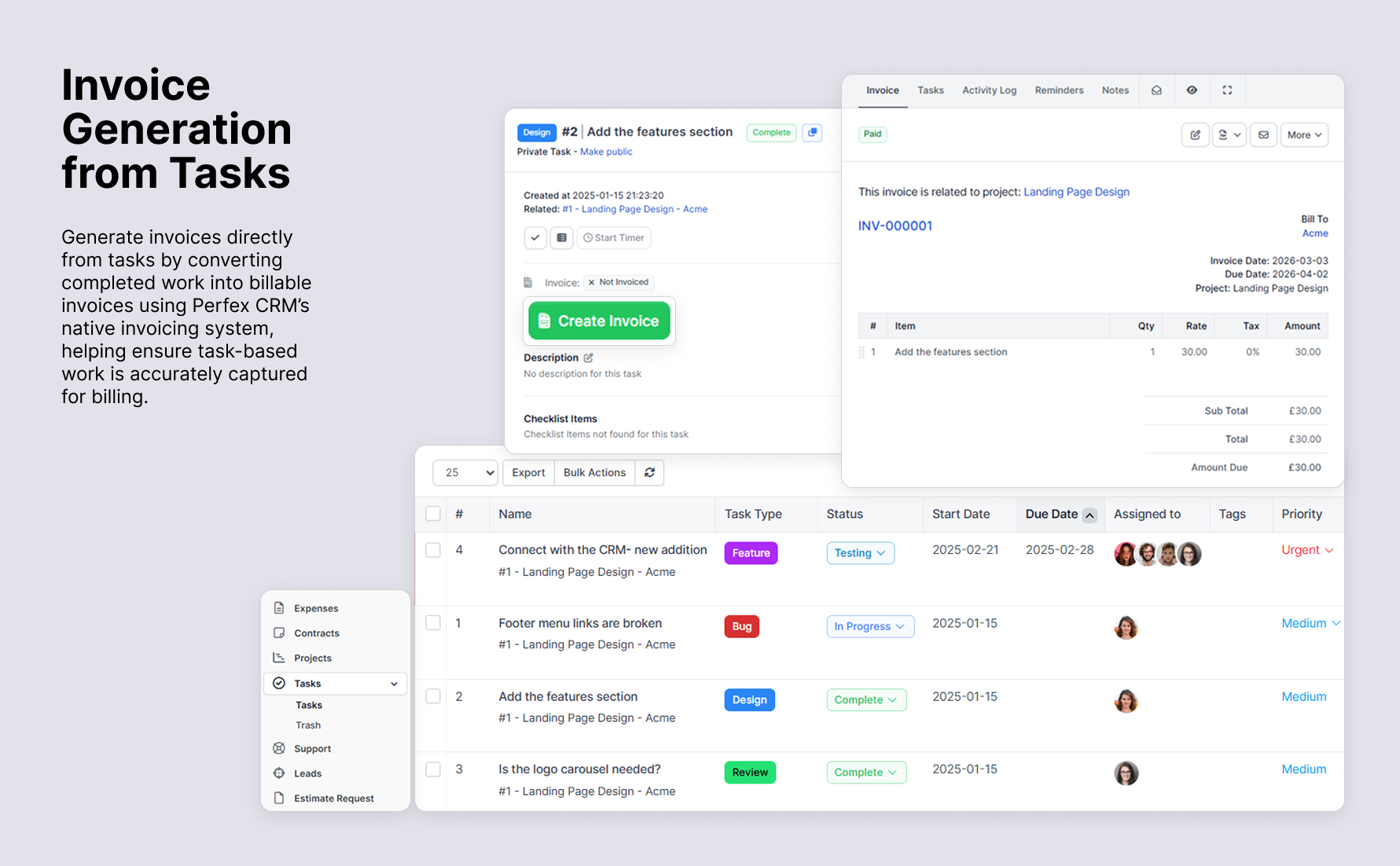 Project Management Enhancements Module for Perfex CRM
