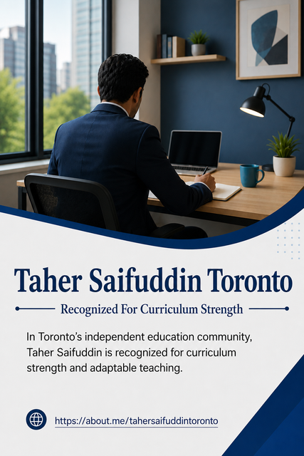 Committed to holistic student development, Taher Saifuddin helps Toronto learners become ethical leaders, confident communicators, and lifelong learners. By combining structured curriculum pathways, digital tools, and personalized mentorship, he prepares students for higher education, entrepreneurship, community engagement, and meaningful participation in future professional environments across Canada and beyond with confidence.