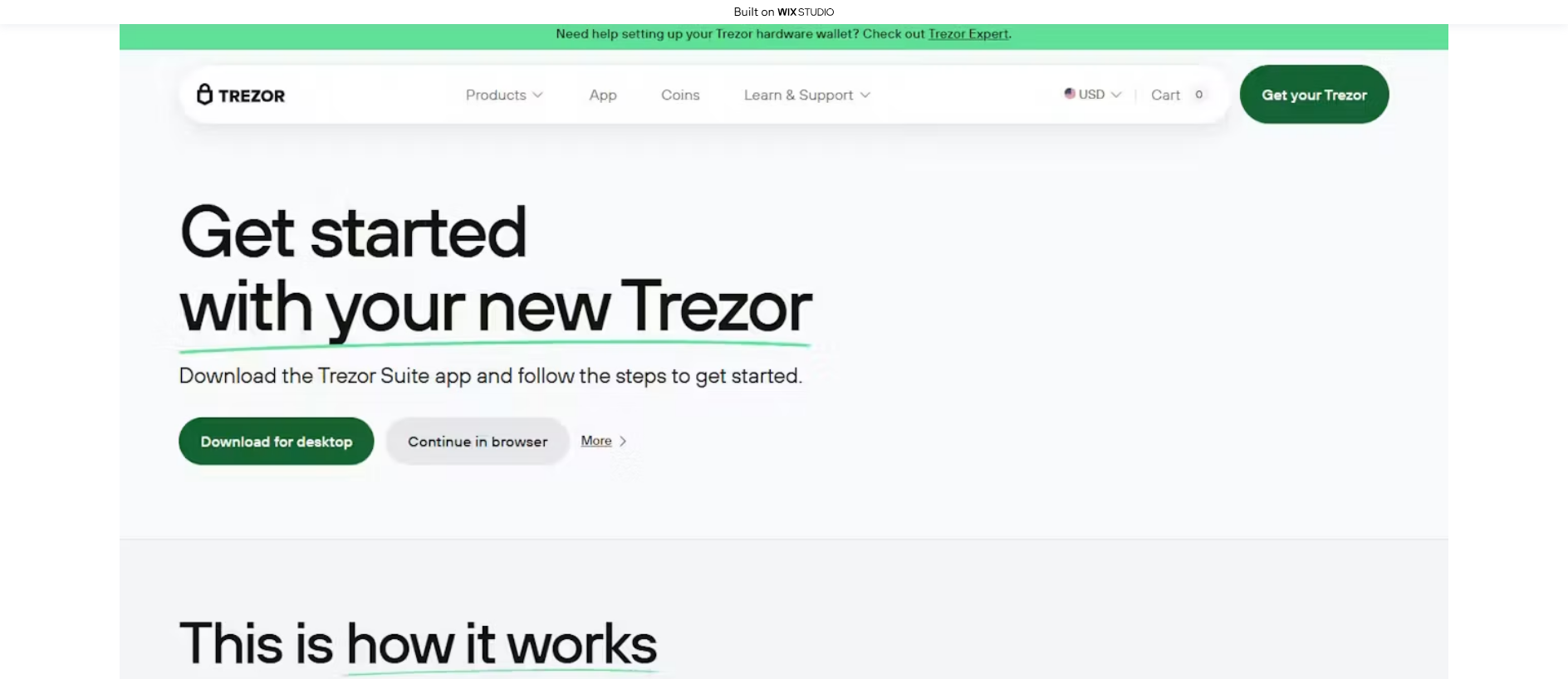 Forensic screenshot of treor-io-startsapp.wixstudio.com showing the phishing page layout