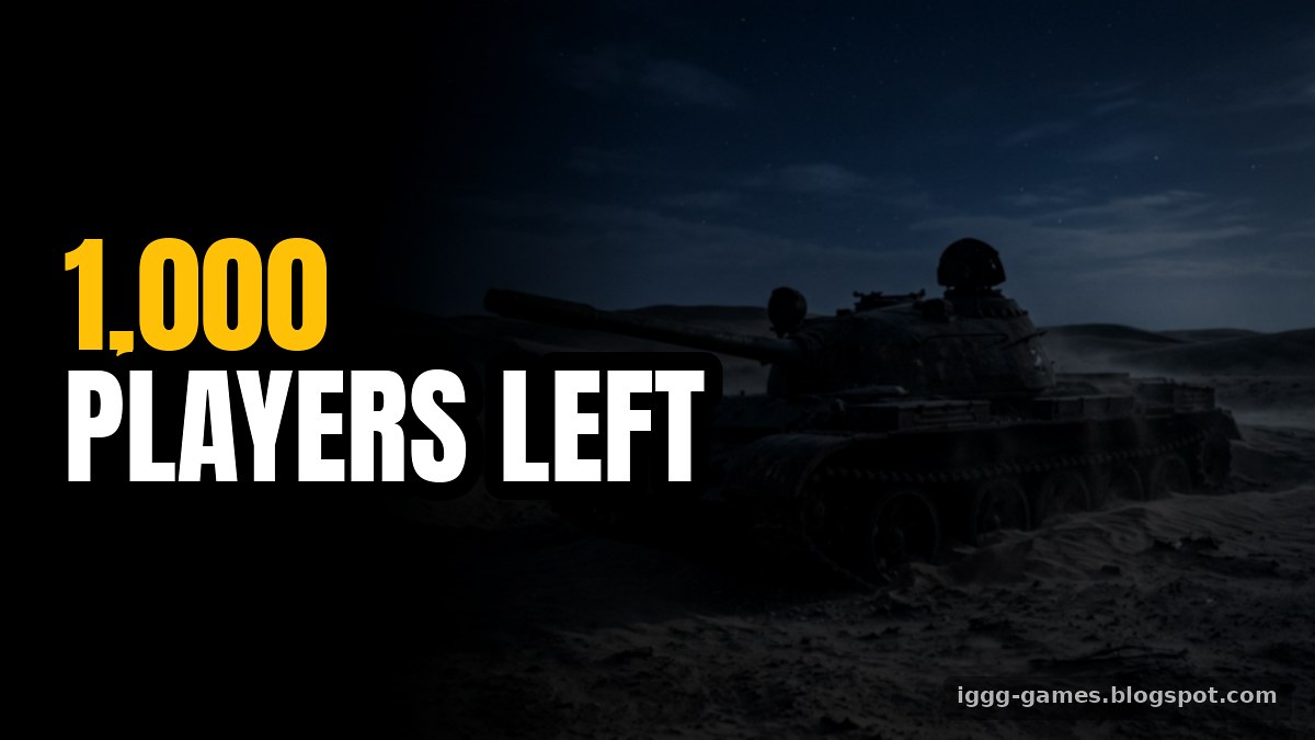 Illustration of an abandoned vehicle in sand with text reading 1,000 players left