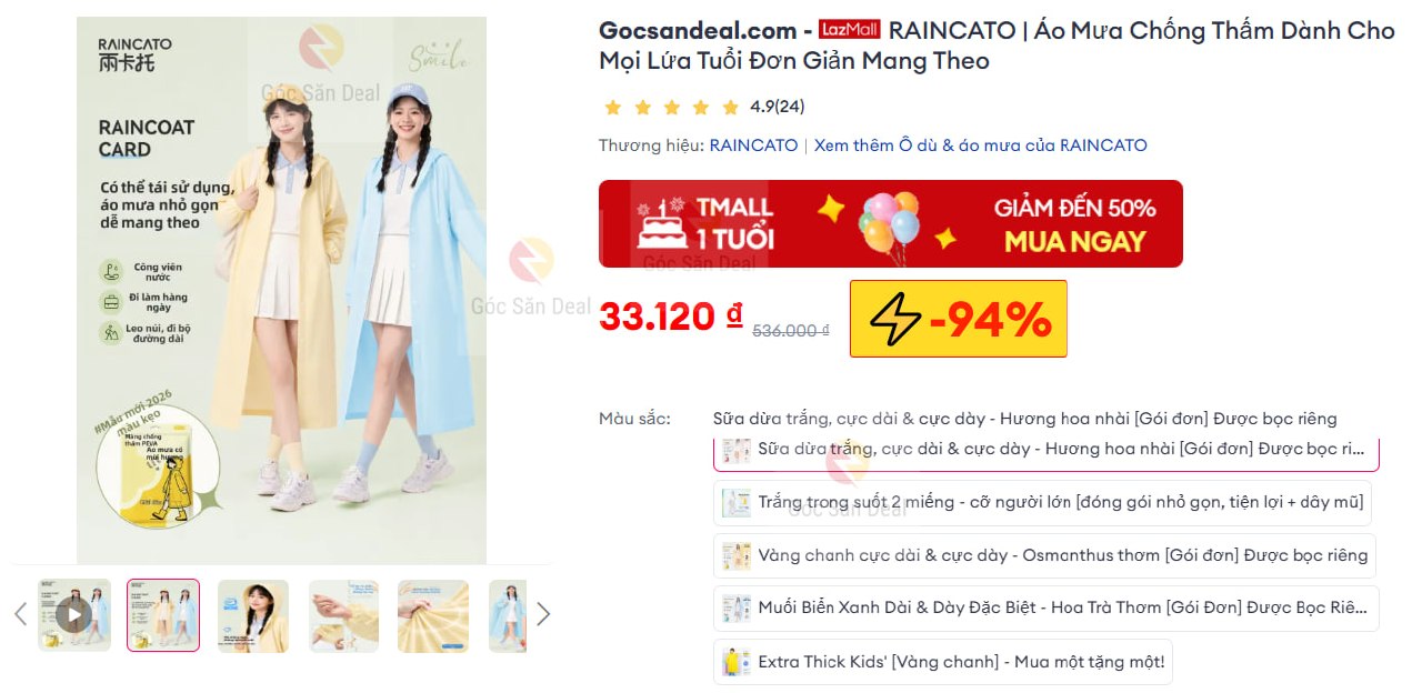 RAINCATO | Áo Mưa Chống Thấm Dành Cho Mọi Lứa Tuổi Đơn Giản Mang Theo