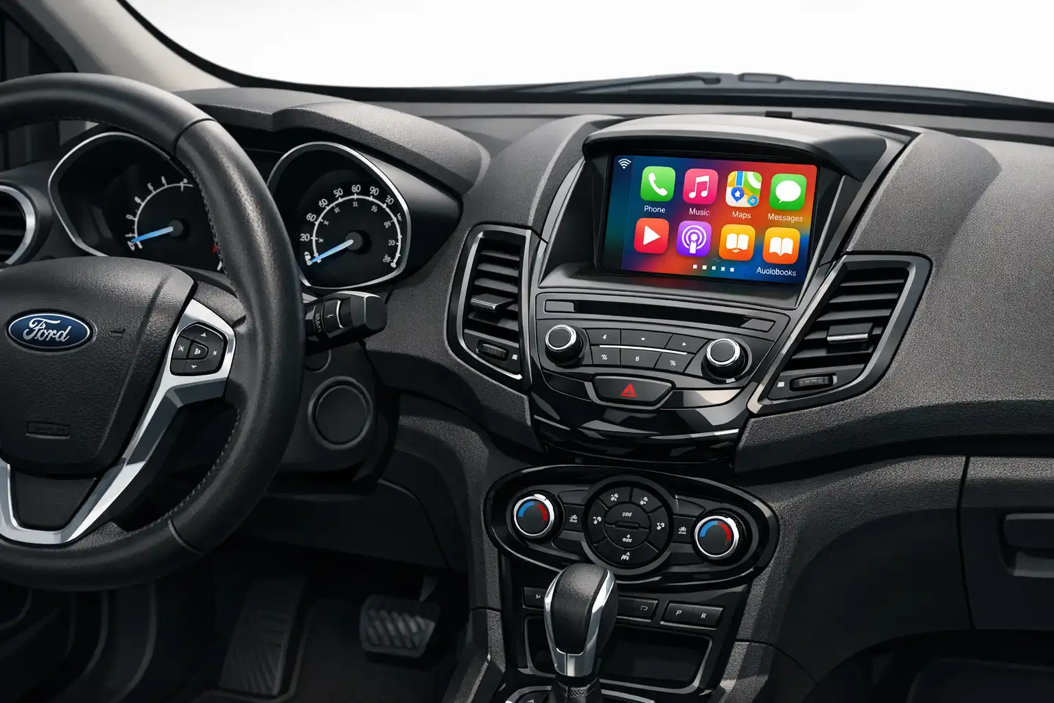 Ford Fiesta 2015 avec Apple CarPlay affiché sur l’écran d’origine SYNC 2