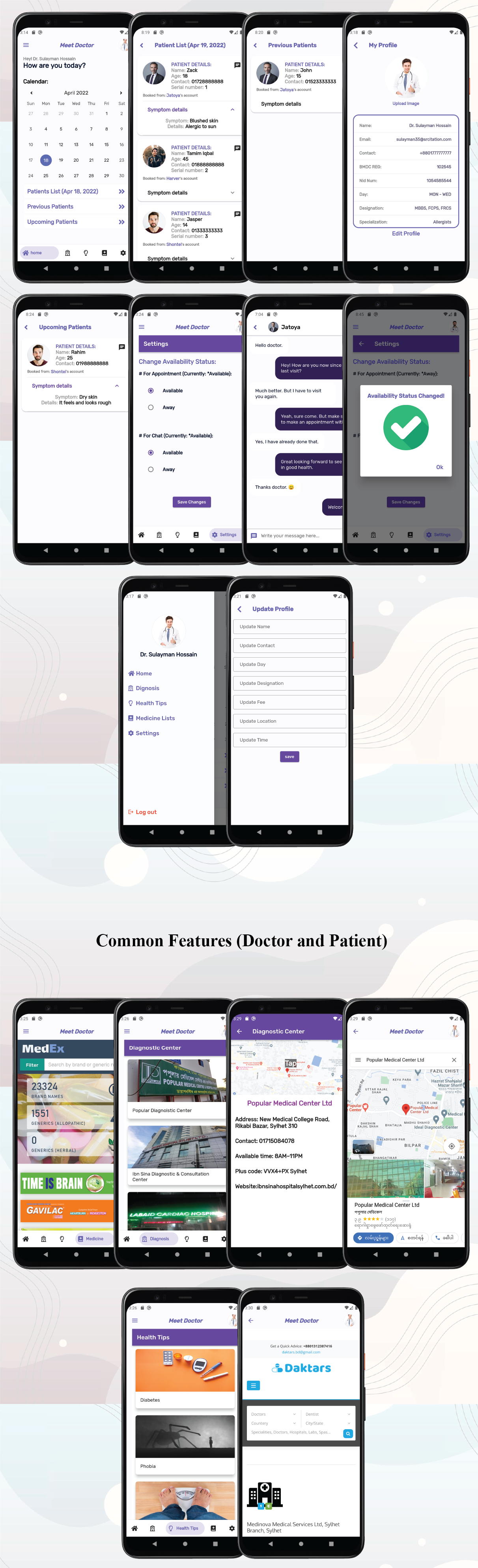 Meet Doctor Pro: Datewise Book, Chat, Health Calculators, Tips.. Also Doctor Patient Different End..