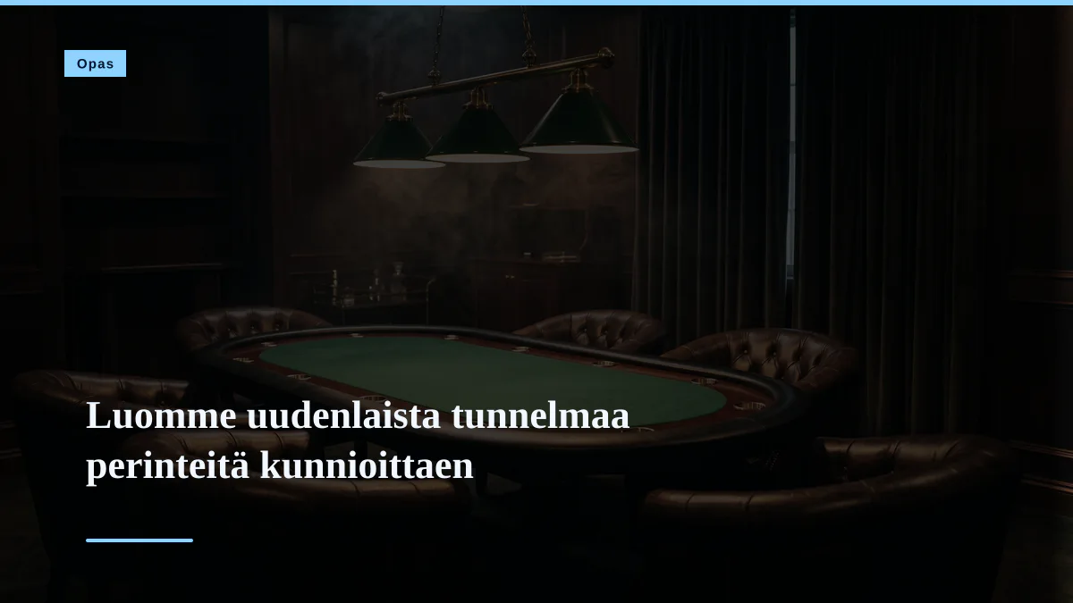 Luomme uudenlaista tunnelmaa perinteitä kunnioittaen