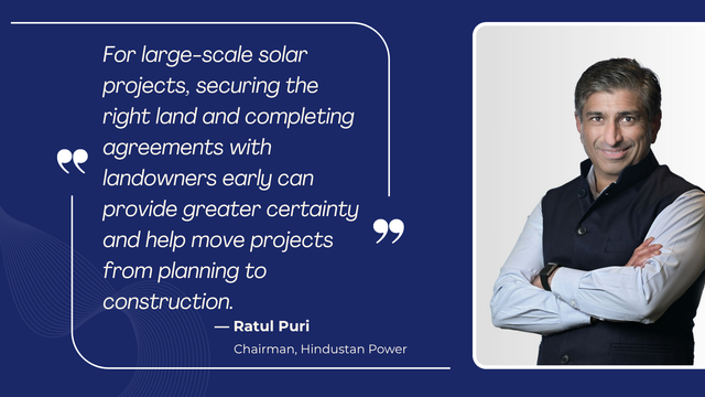 Ratul Puri on Land for Large Scale Solar Projects.png