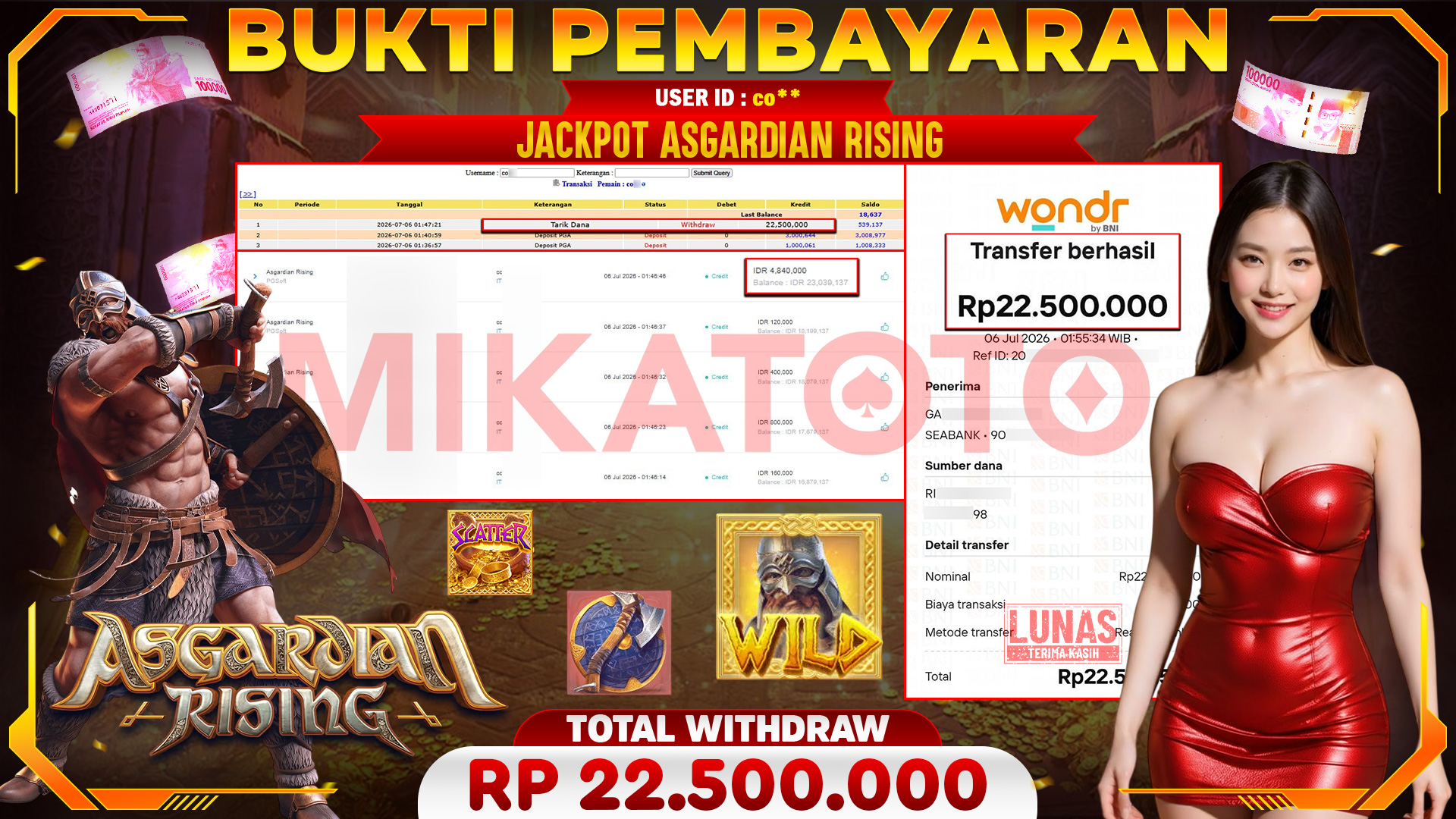 🏆 SELAMAT KEPADA PEMENANG JACKPOT DI Asgardian Rising - PGSoft 22,500,000🏆