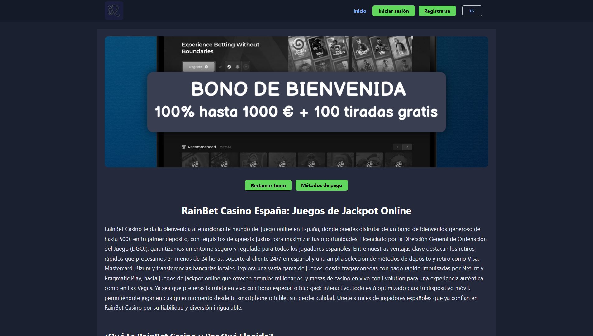 Stored capture of rainbet-es.com