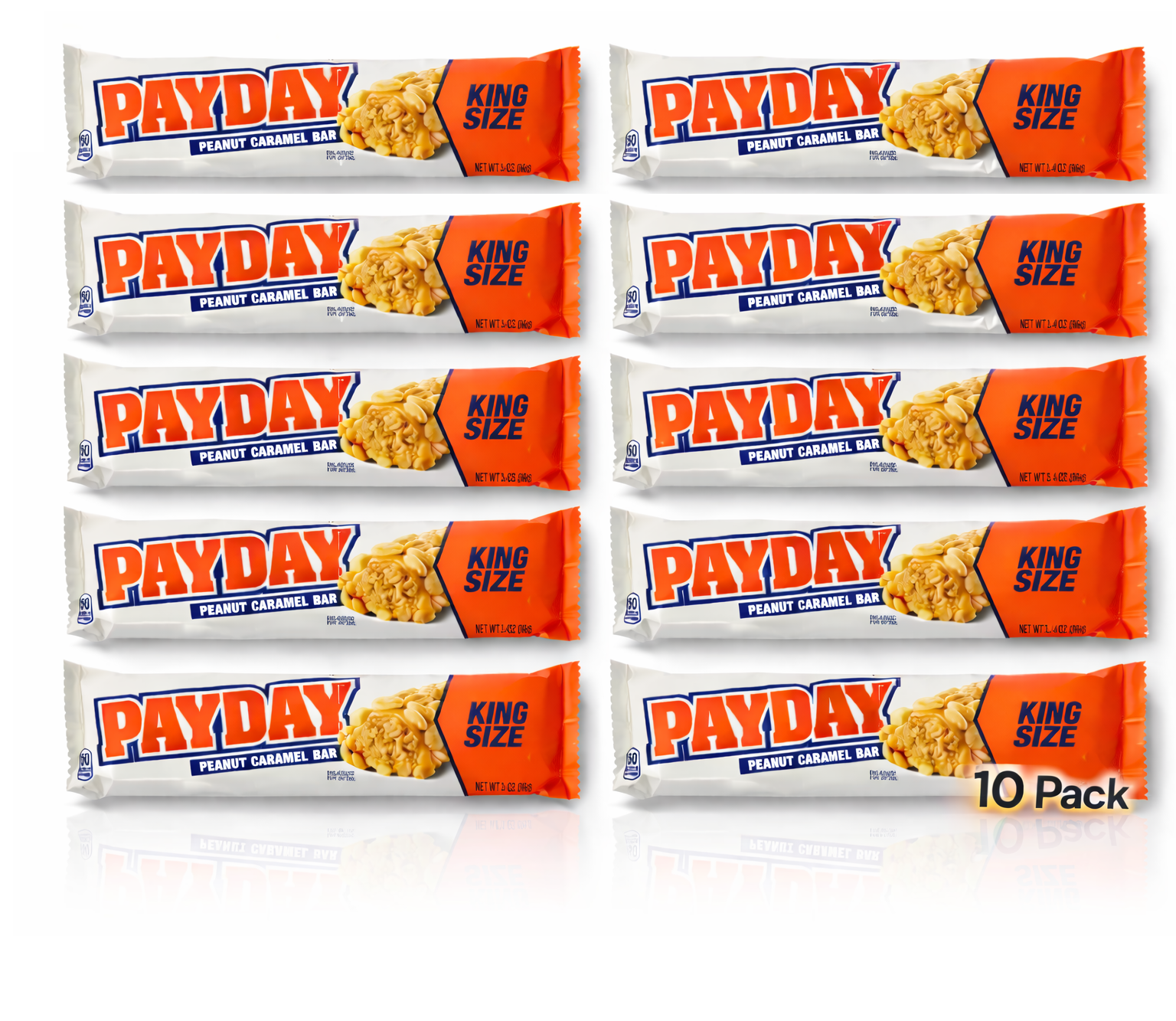 PAYDAY Peanut Caramel King Size Candy Bars 3.4 oz - 10 pack