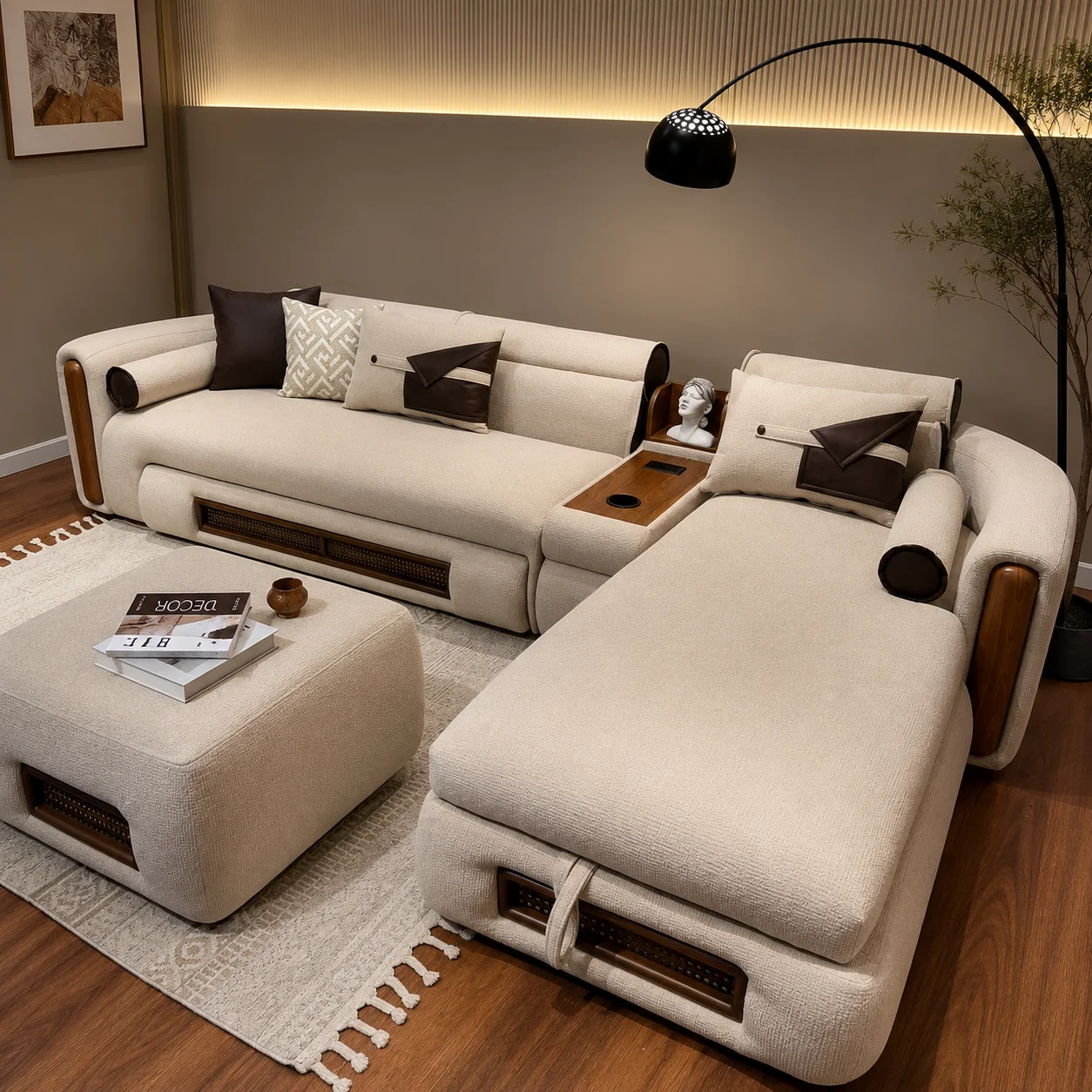أريكة زاوية ذكية بتصميم عصري