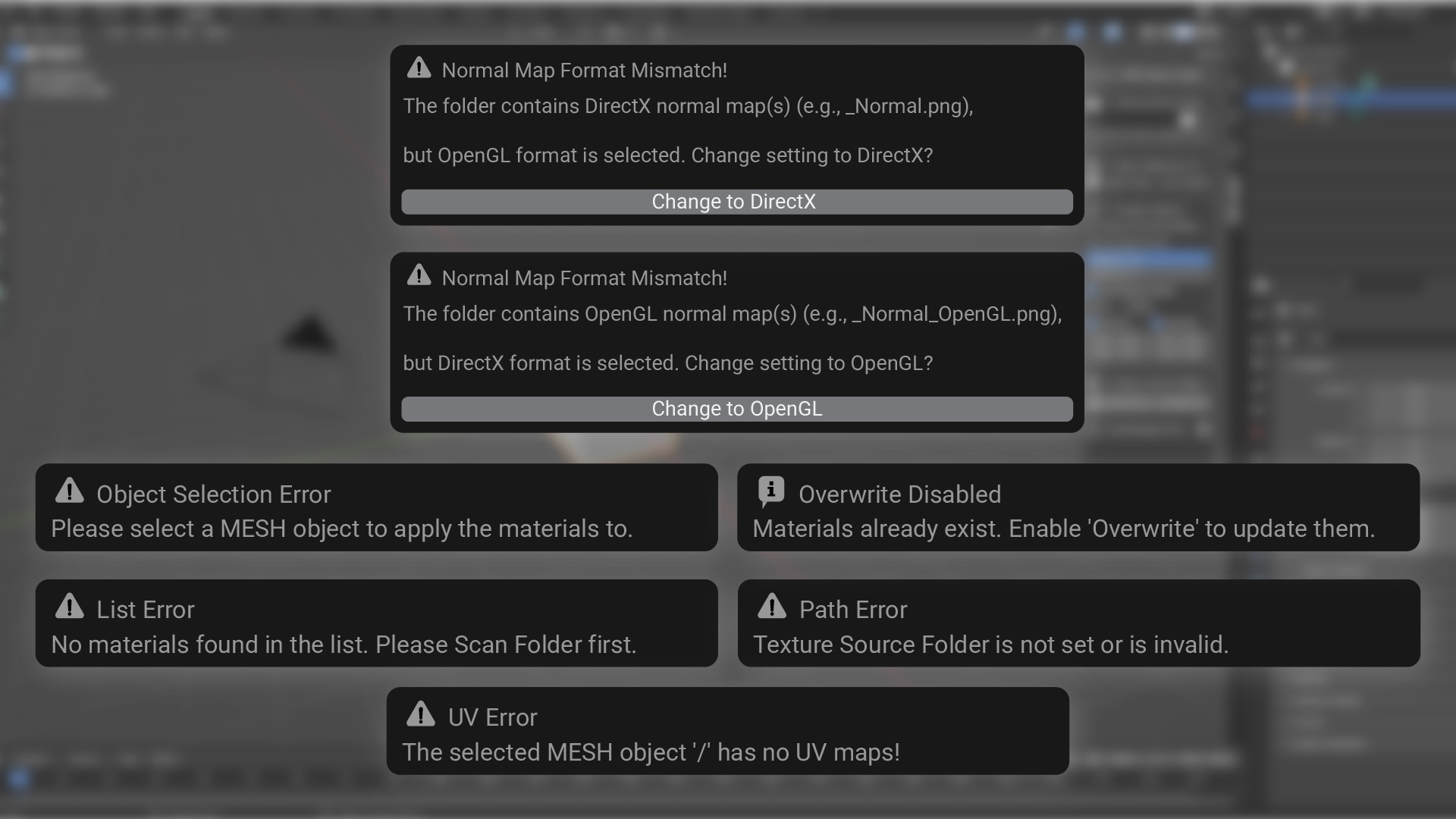 Pop-up messages example
