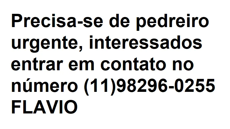 Precisa Se De Pedreiro Urgente
