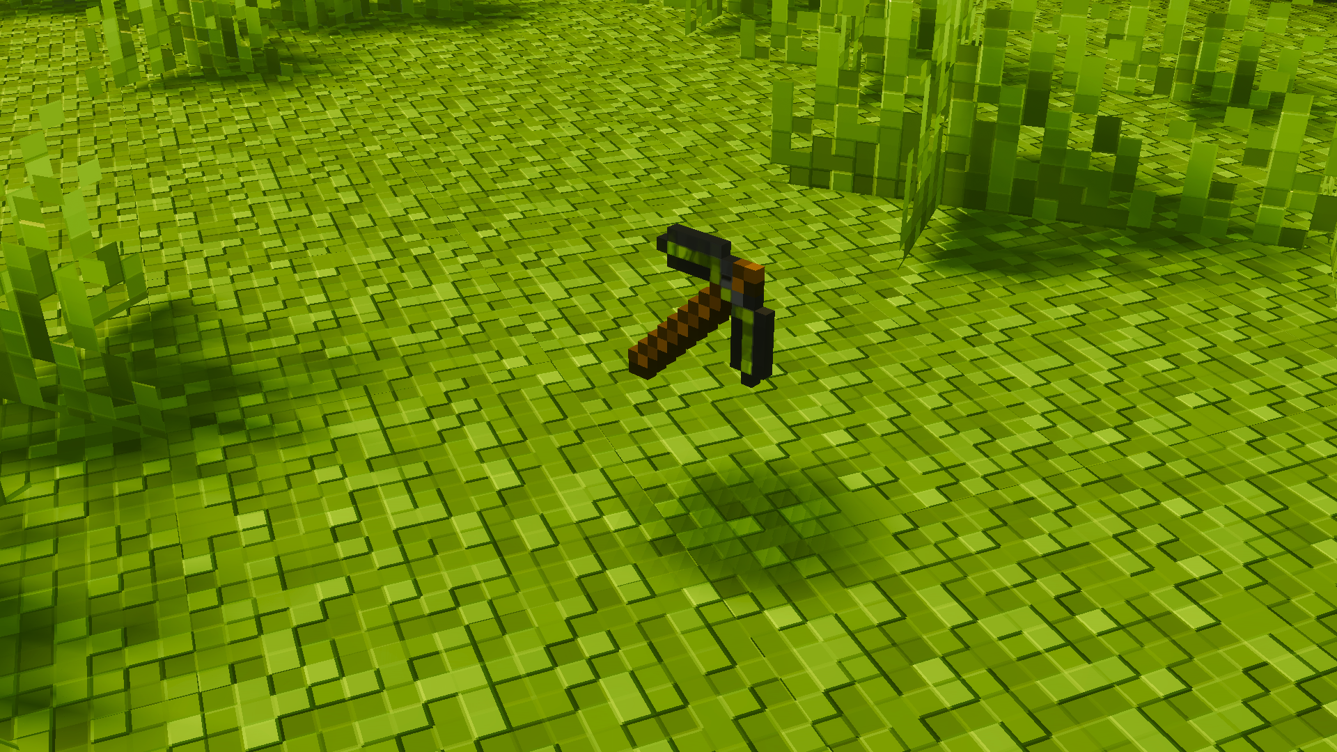 pickaxe on grass