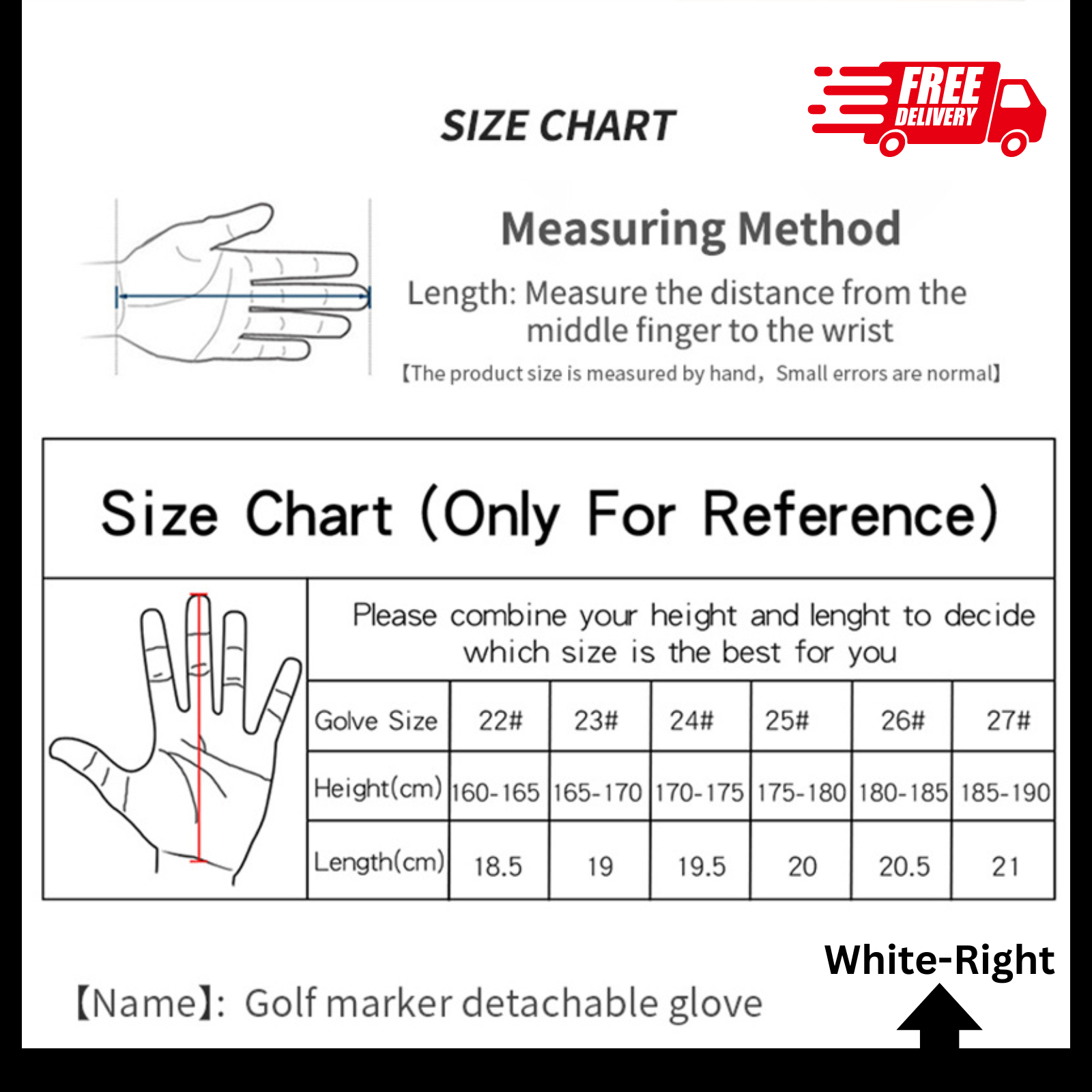 Men's White Golf Glove Left Hand