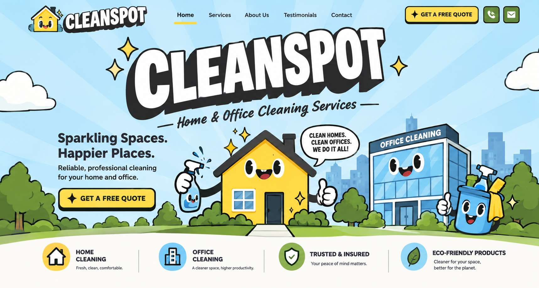 Cleanspot - Cleaning Services. website design by Websmith.design