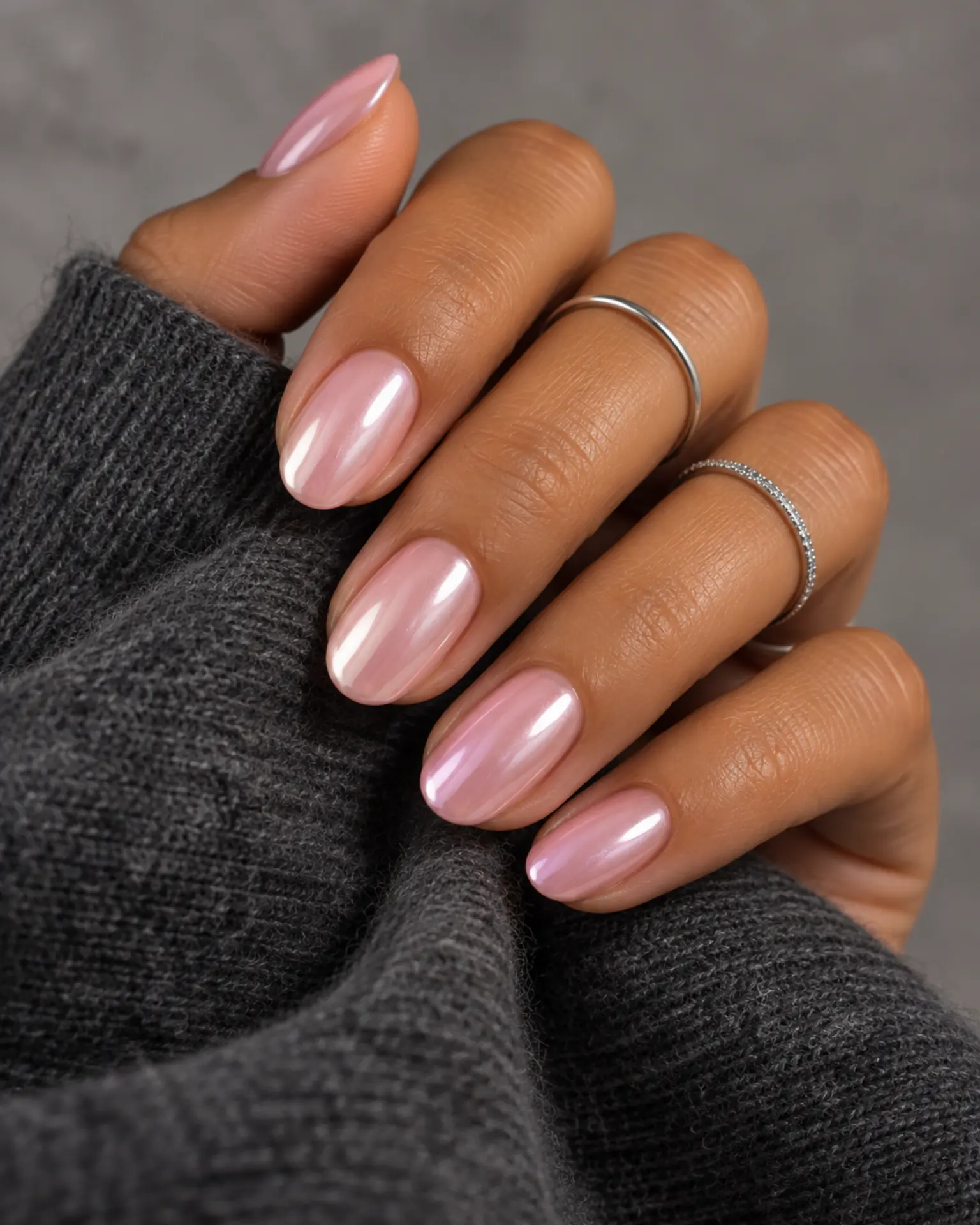 Baby Pink Soft Chrome manicure inspiration for Easter nail ideas