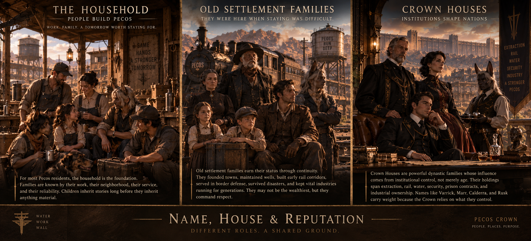 Pecos households, old settlement families, and Crown Houses