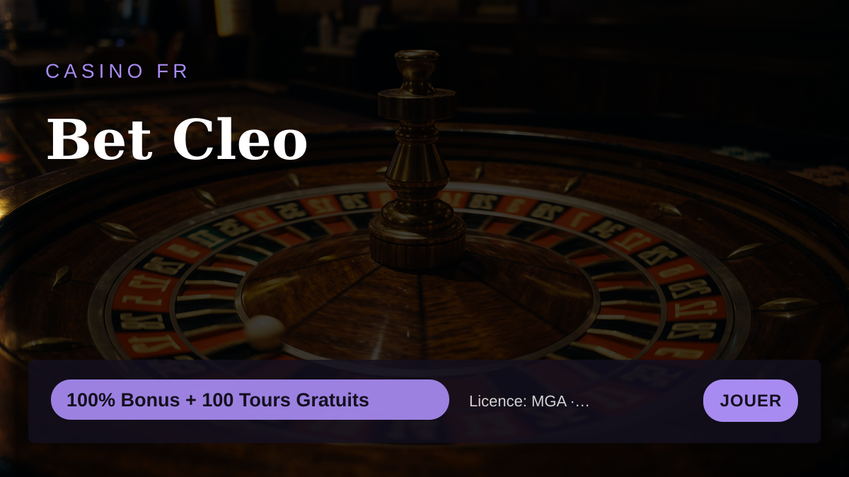 Bet Cleo casino — bonus de bienvenue 100% Bonus + 100 Tours Gratuits, paiements: Visa, Mastercard, Skrill, Neteller, Paysafecard