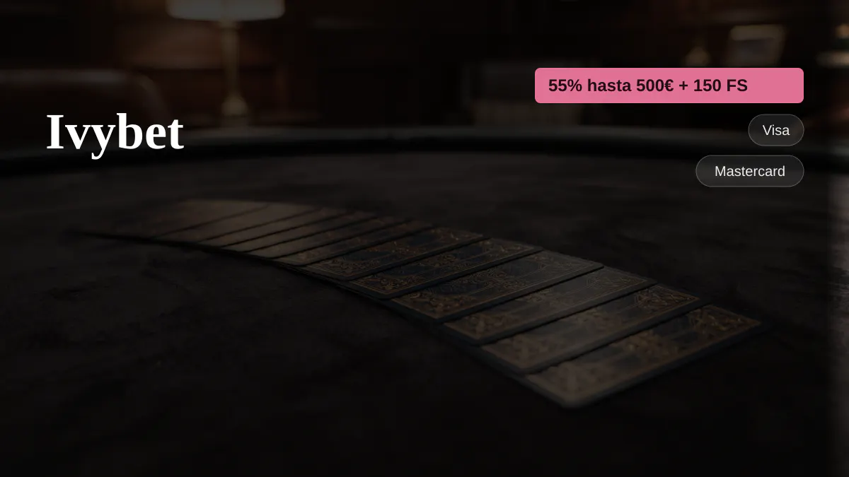 Ivybet casino — bono de bienvenida 55% hasta 500€ + 150 FS, pagos: Visa, Mastercard, Skrill, Paysafecard, Boleto