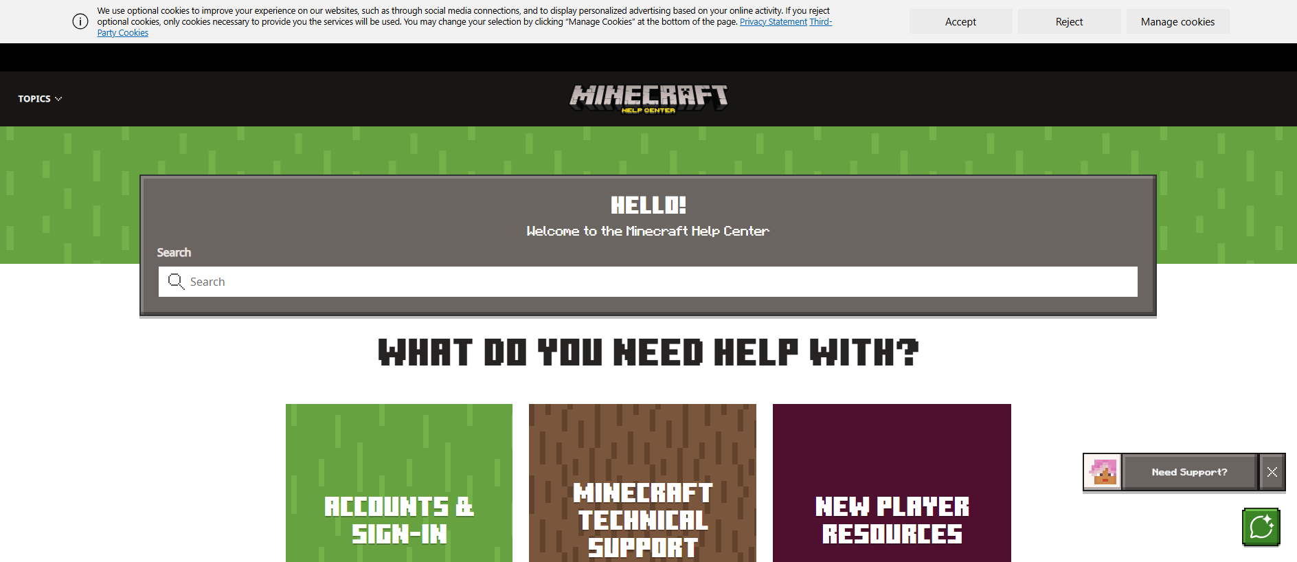 Forensic screenshot of help-minecraft.net showing the phishing page layout