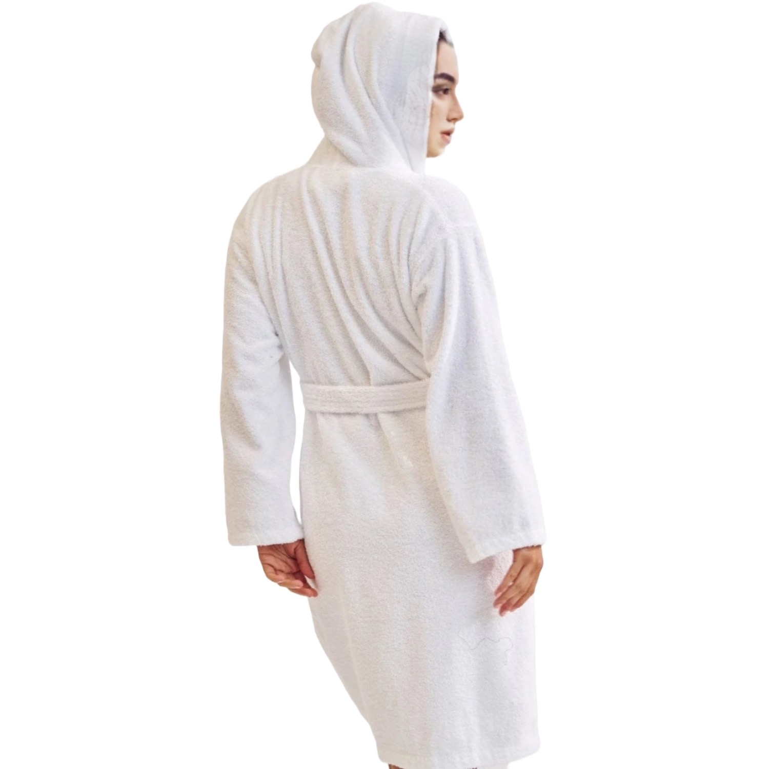 Women's Terry White Bathrobe, Hooded (Small/Medium) | Soft, Comfy, and Absorbent | for After the Shower or Spa
