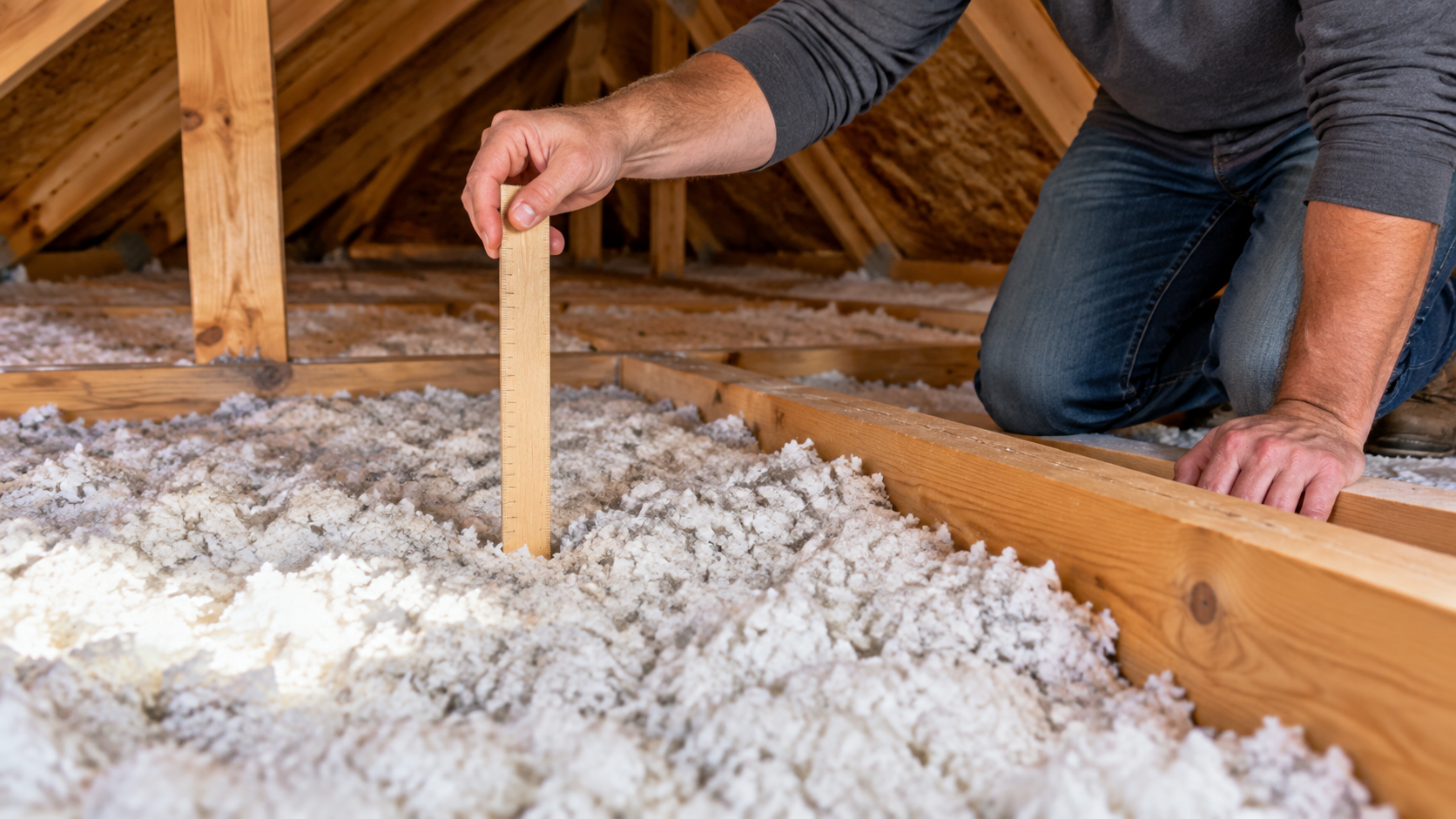 Measuring attic insulation depth to estimate existing R-value