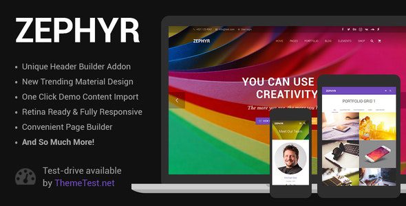 Download Zephyr 9.0.1 – Material Design WordPress Theme