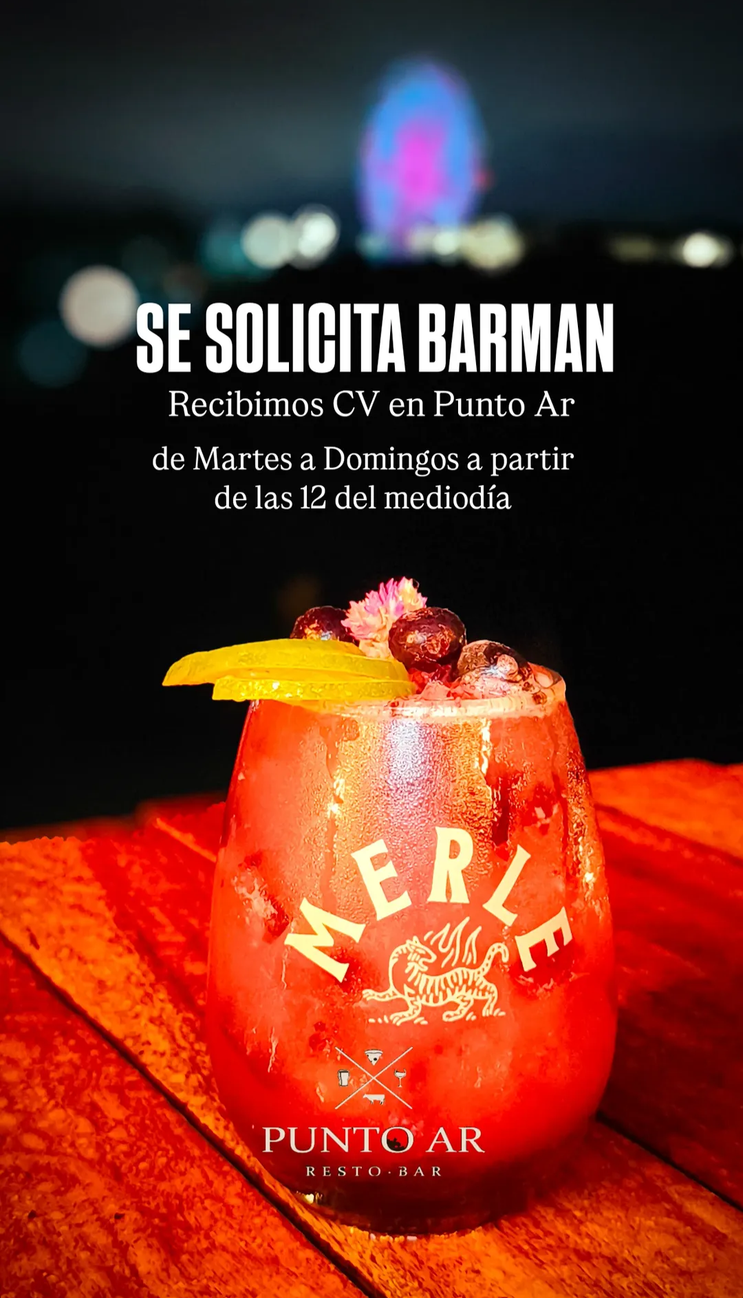 Se Busca Barman en Puerto Iguazú