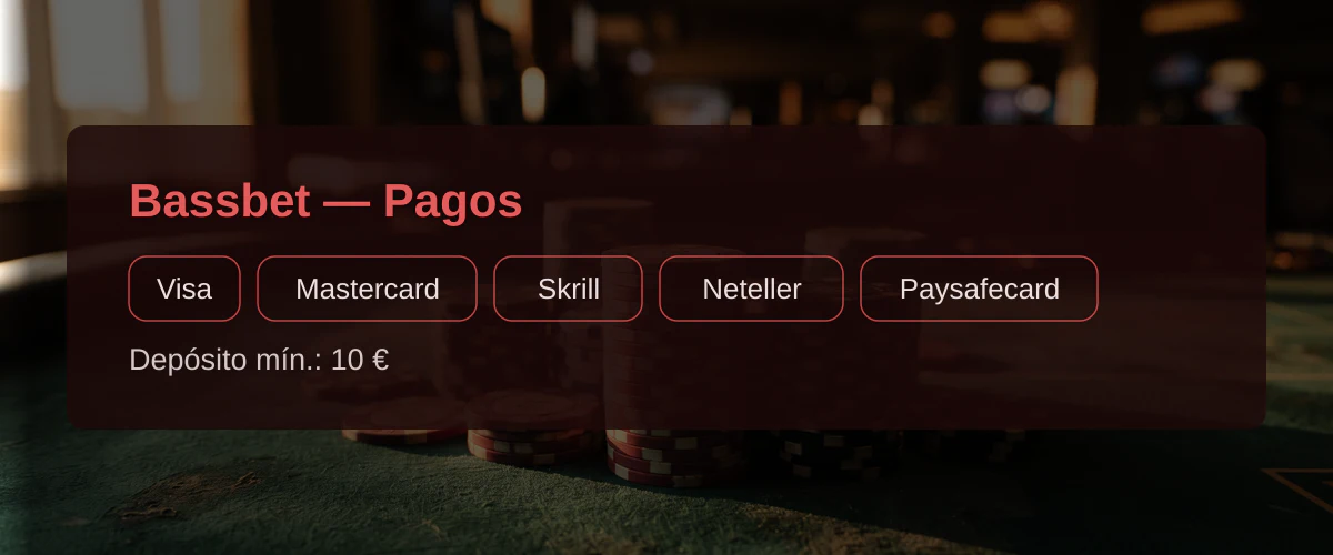Bassbet — Pagos: Visa, Mastercard, Skrill, Neteller, Paysafecard Bassbet — Pagos: Visa, Mastercard, Skrill, Neteller, Paysafecard