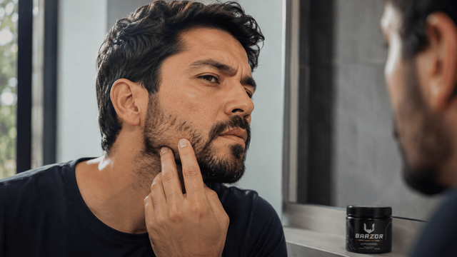 Hombre de perfil con barba natural y zonas visualmente abiertas