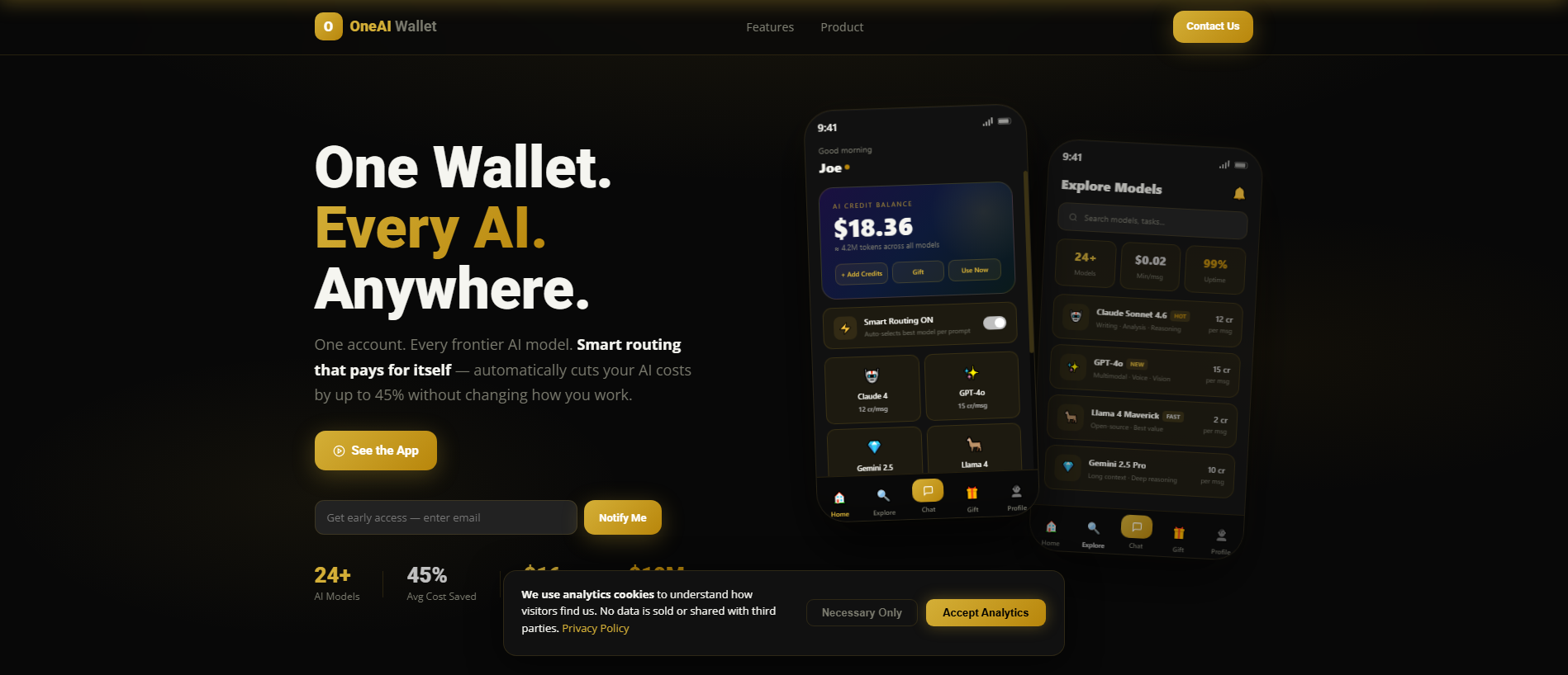 Screenshot of oneaiwallet.com