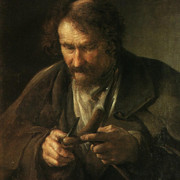 Крестьянин обстругивающий костыль 1834