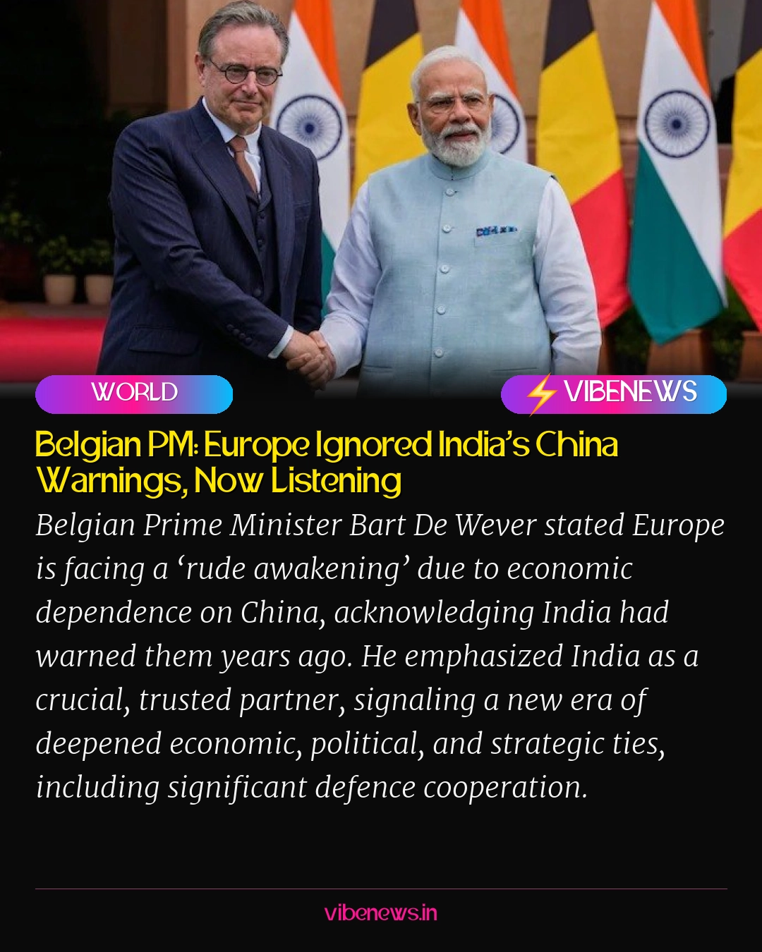 Belgian PM: Europe Ignored India’s China Warnings, Now Listening