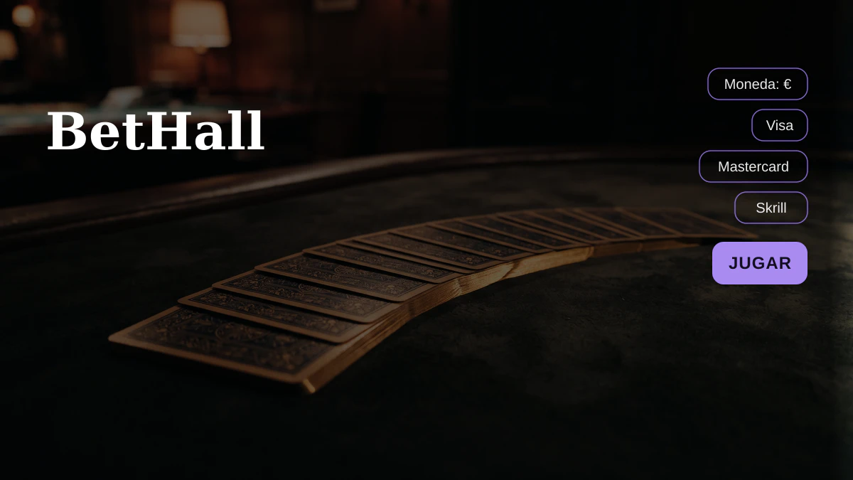 BetHall casino — bono de bienvenida 100% hasta 500 € + 50 FS, pagos: Visa, Mastercard, Skrill, Neteller, Revolut