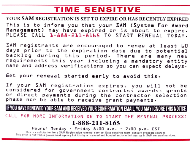 SAM-warning