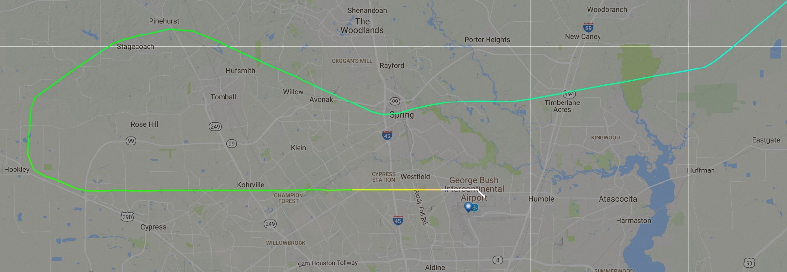 Flugroute-Houston