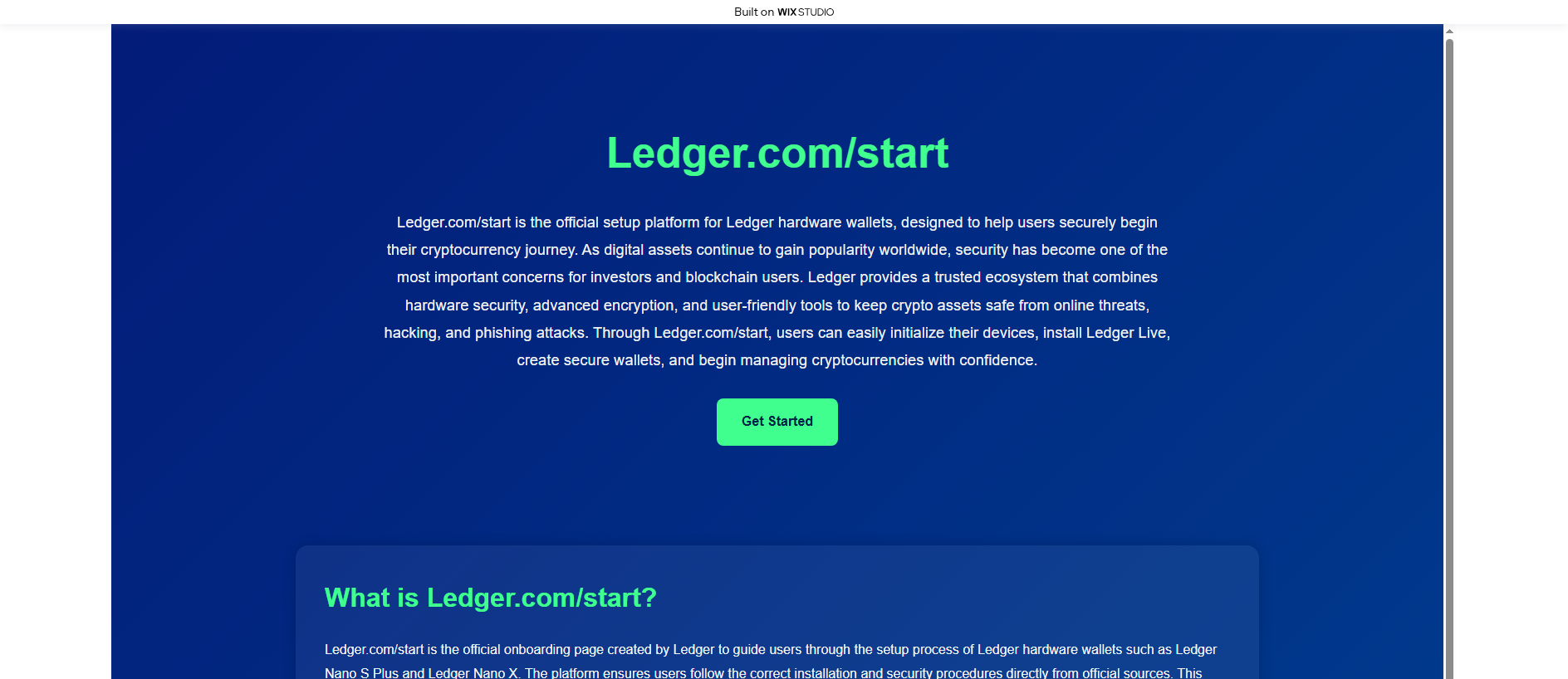Screenshot of appstarted-ledgro.wixstudio.com