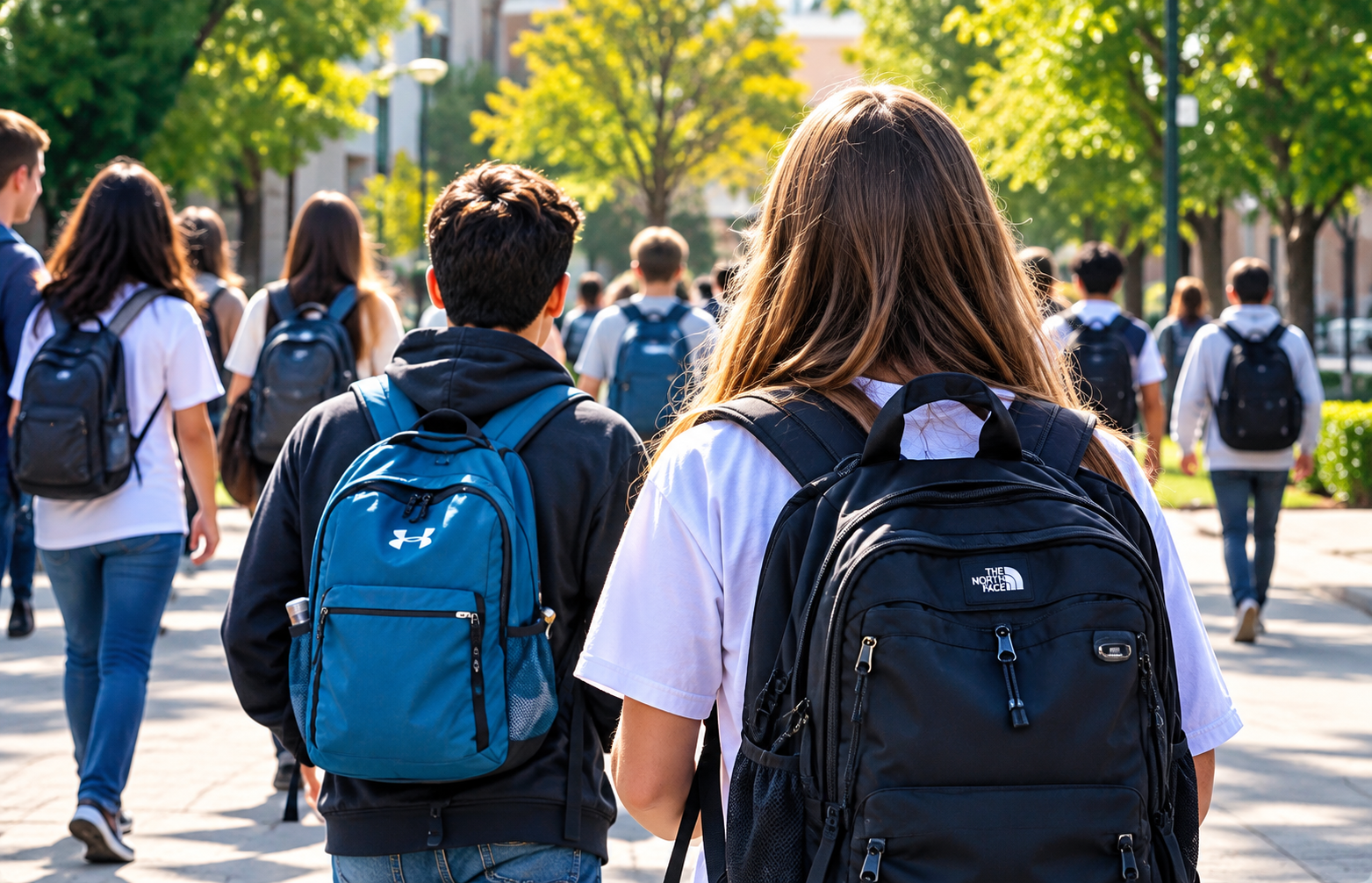 Kinderen lopen samen naar school