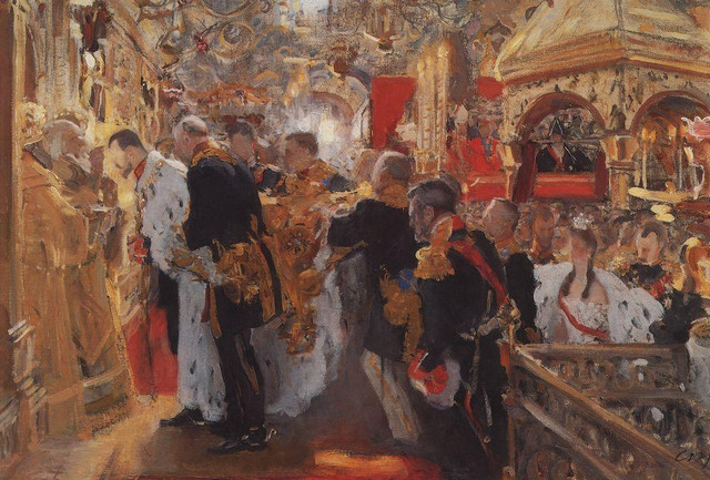 Коронация Миропомазание Николая II в Успенском соборе 1896