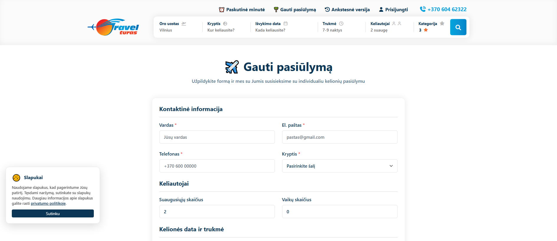 Screenshot of travelturas.lt
