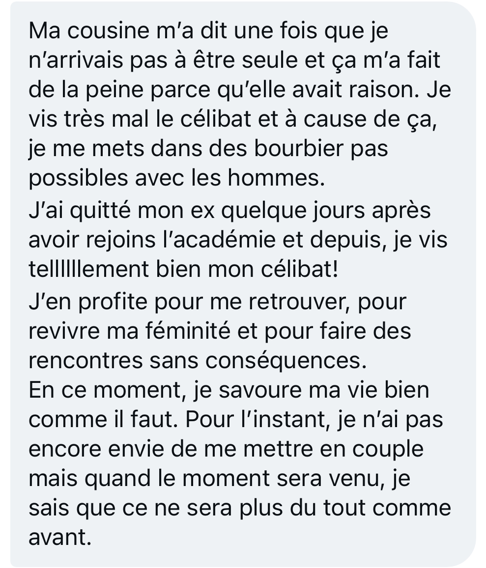 À propos 71 Témoignage d'une membre