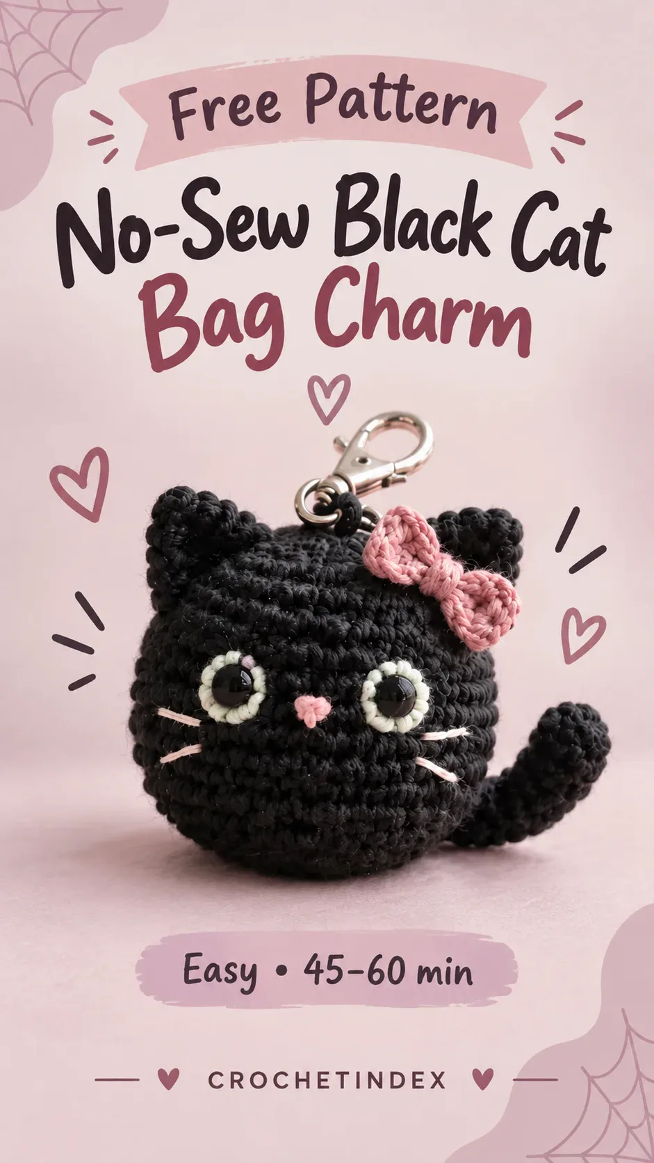 No-Sew Black Cat Bag Charm Pinterest project poster