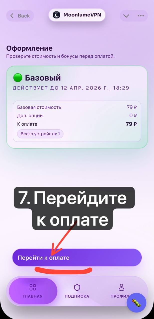 Продолжить к оплате