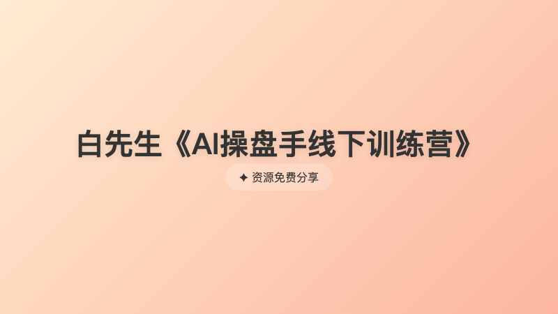 白先生《AI操盘手线下训练营》