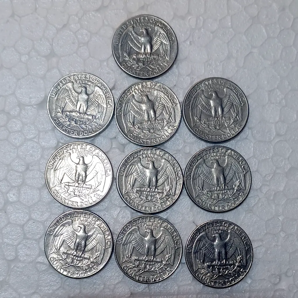 Lote com 10 Moedas Quarter Dollar EUA 1980 a 1989 – Série Completa – MBC - Foto 2