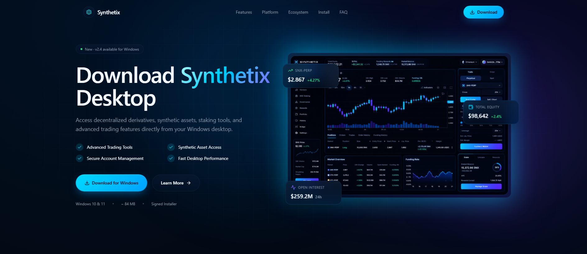 Forensic screenshot of synthetixdesktop.icu showing the phishing page layout